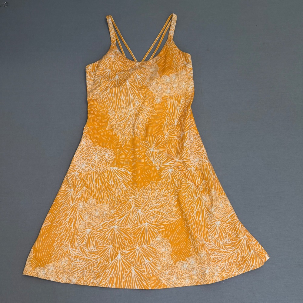 Title Nine Orange Floral Athletic Dress Snap Gusset Romper Womens S